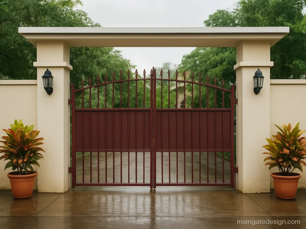 Simple main gate chajja design with a thin RCC slab over the gate