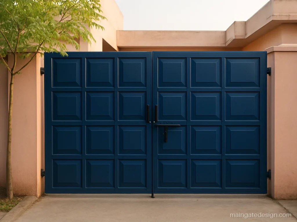 Main gate chadar design with plain MS sheet and pressed box pattern