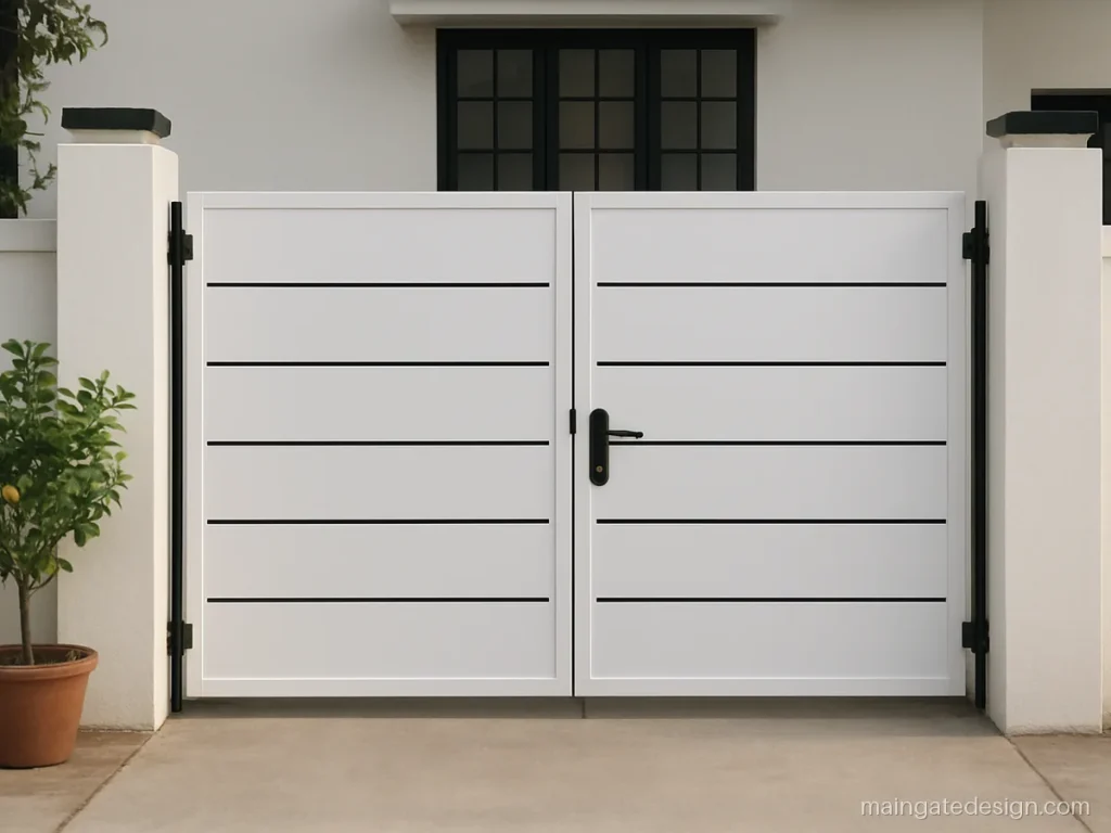 Main gate design white colour with black horizontal lines on a full sheet