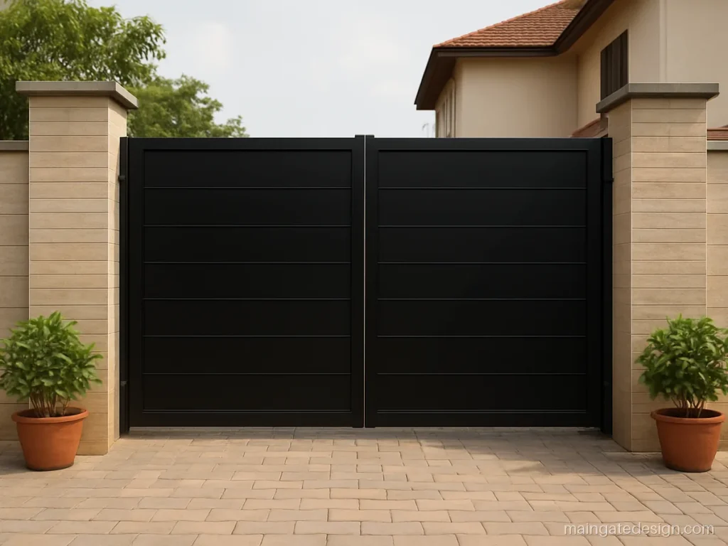 Main gate wall tiles design with beige stone look elevation tiles