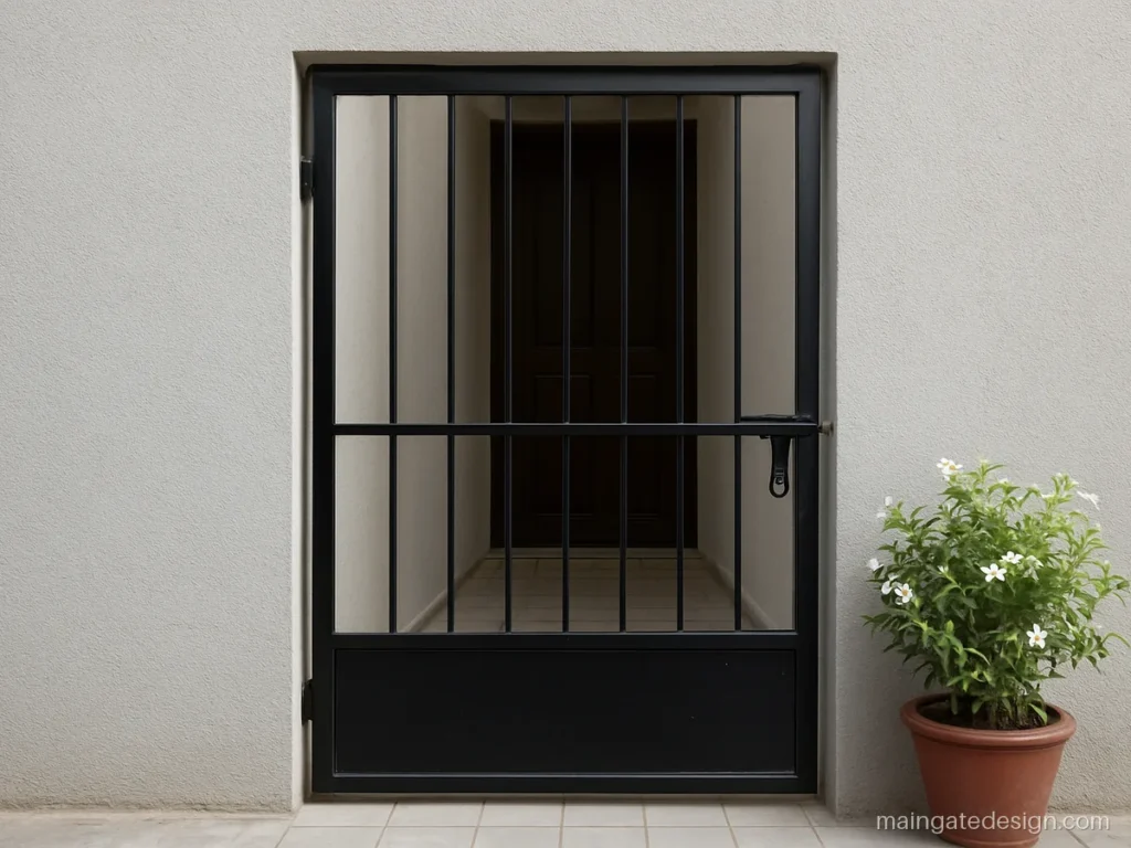 Main gate iron door design with a single leaf for a narrow house front