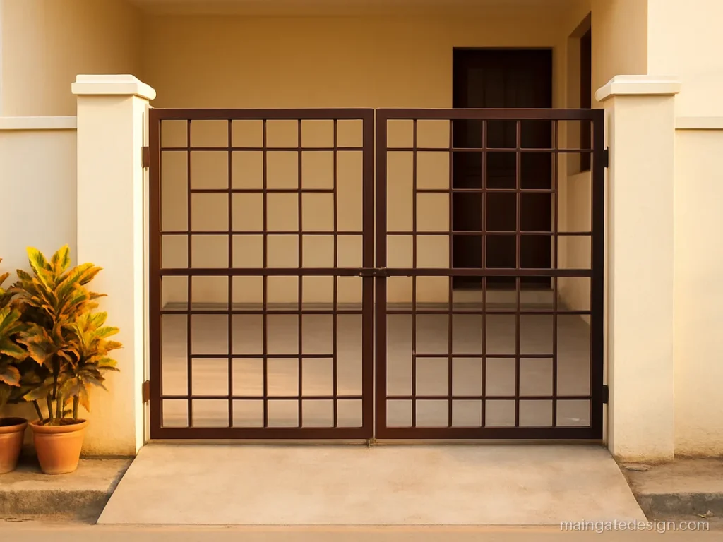 Main gate design simple with flat MS strips in a light cross pattern