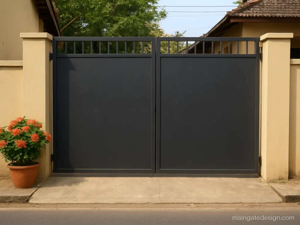 Simple main gate design with a full sheet and a small grill strip on top