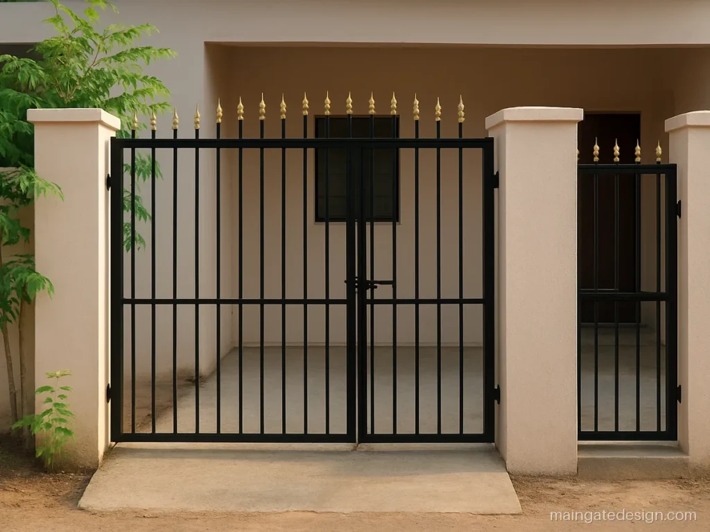 Small house low cost simple main gate design with a small side gate