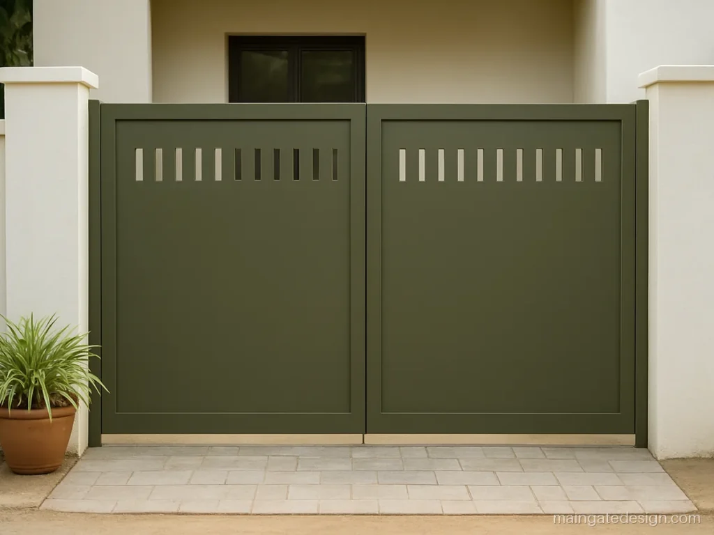Simple iron main gate design in sheet with small cut slots near the top