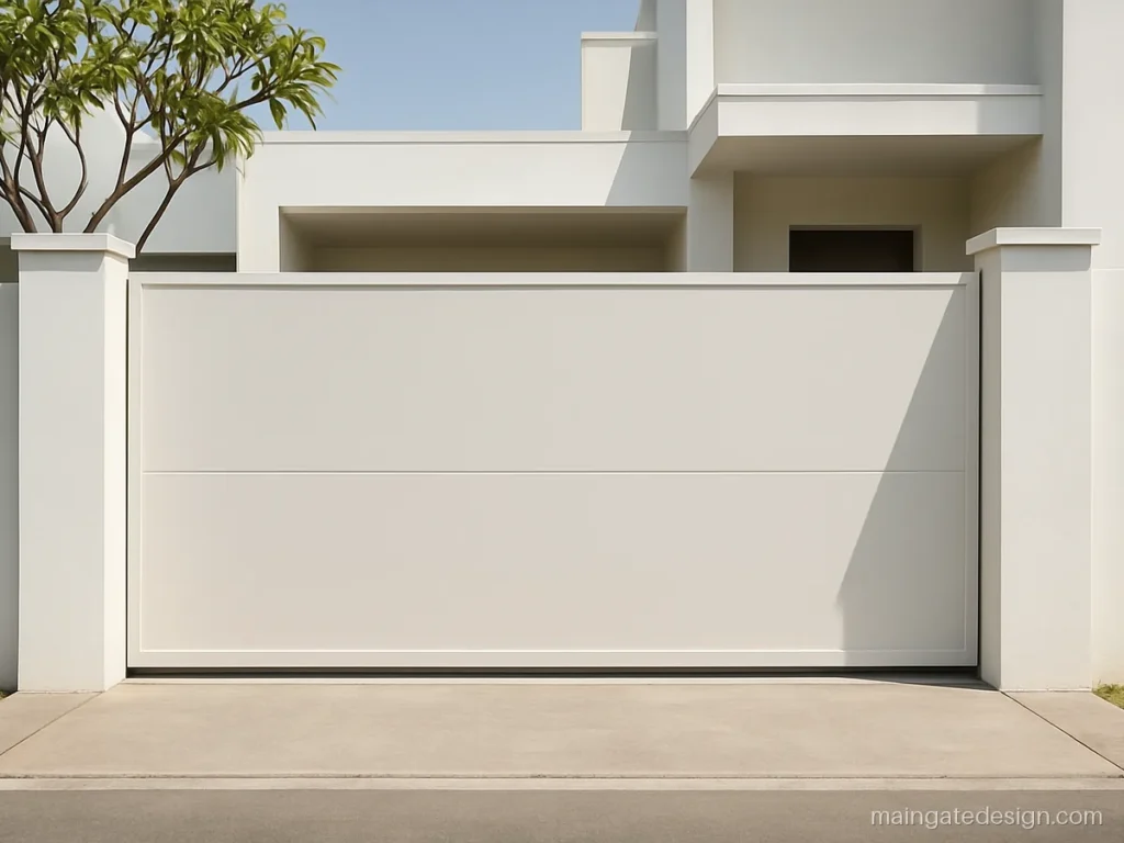 Minimal modern main gate design in flat sheet with one thin groove line