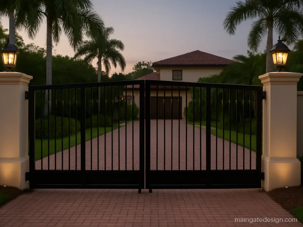 16 feet main gate design with four folding leaves for a wide entry