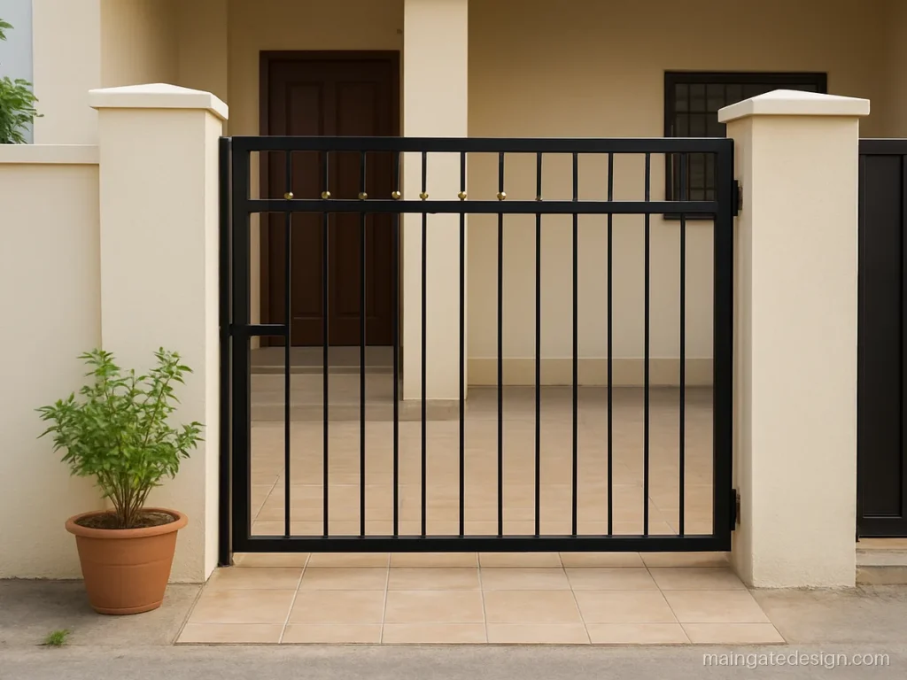Iron gate 4 feet main gate design with a single leaf and vertical bars